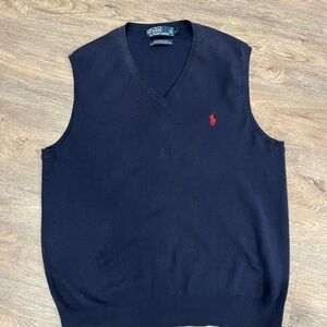 Polo Ralph Lauren Navy Blue V-Neck Sweater Vest - Sz Large